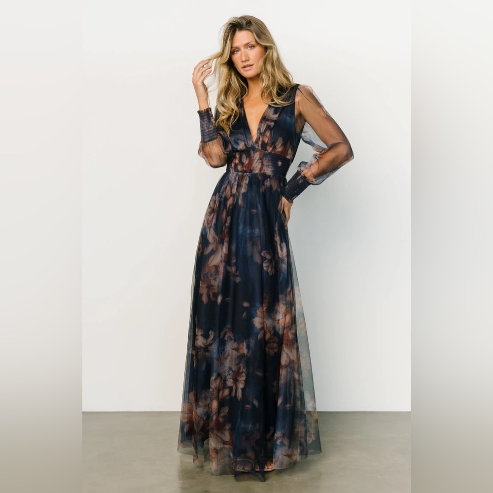 Baltic Born Layla tulle maxi dress dark blue floral XXL
